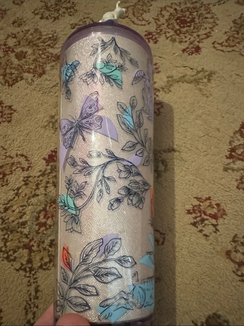Starbucks Iridescent Lavender Butterfly Floral Tumbler Easter 2024